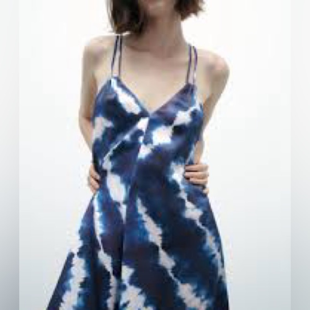 NWT ZARA Tie Dyed Flowy Slip Maxi Dress - Picture 5 of 15